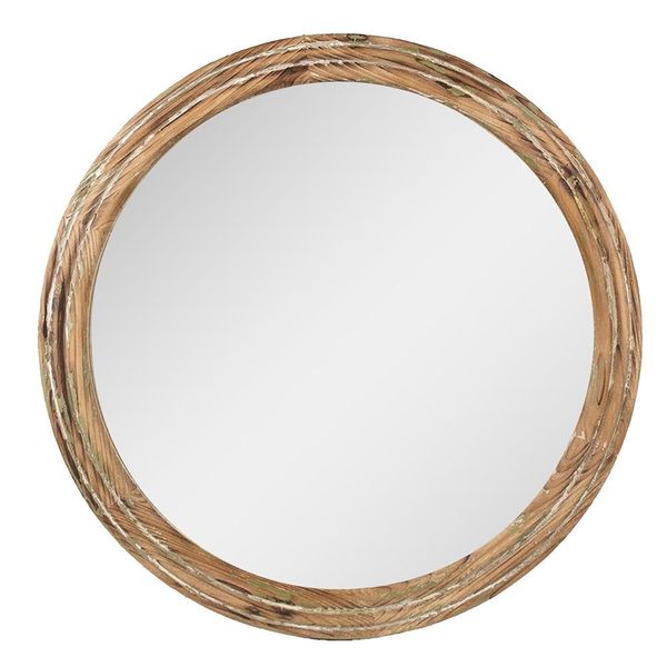 Specchio Clayre & Eef Ø 60X6 Cm Marrone Verde Legno-image