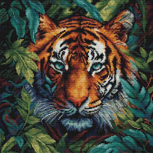 Kit Per Ricamo A Punto Croce Luca-S "La Tigre Della Giungla"", Schema Contato, 27X27Cm"-image