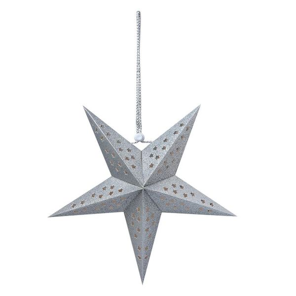Clayre & Eef Hanging Star 30X10X30 Cm Carta Color Argento-image