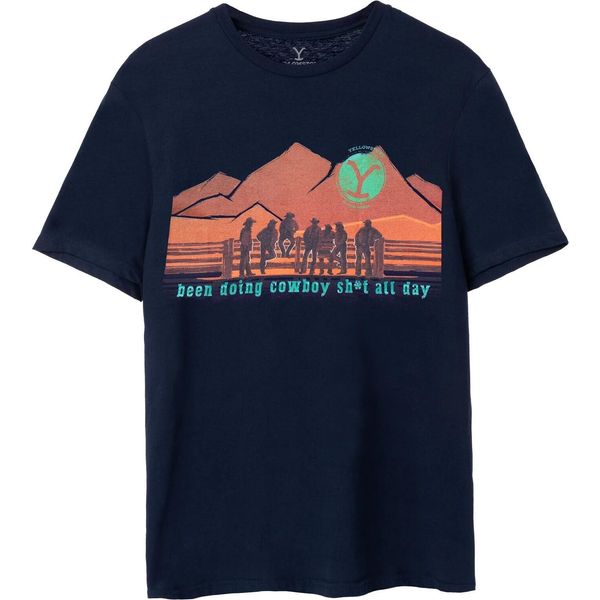 Yellowstone - T-Shirt Da Uomo A Manica Corta NS7417 (Xl) (Blu Navy)-image