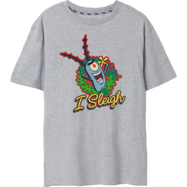 Spongebob Squarepants - Maglietta "I Sleigh"" Da Donna NS7806 (Xl) (Grigio Screziato)"-image
