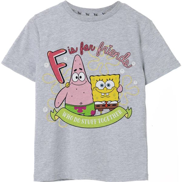 Spongebob Squarepants - Maglietta "F Is For Friends"" Per Bambina NS7719 (158-164) (Grigio Screziato)"-image