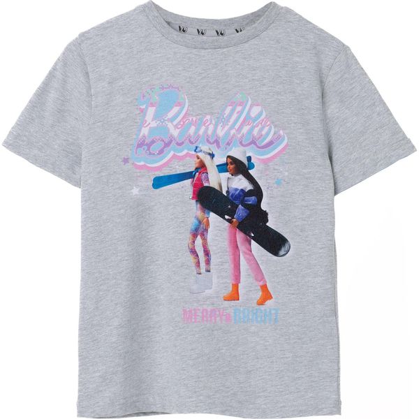 Barbie - Maglietta "Merry & Bright"" Per Bambina A Maniche Corte NS7974 (158-164) (Grigio Screziato)"-image
