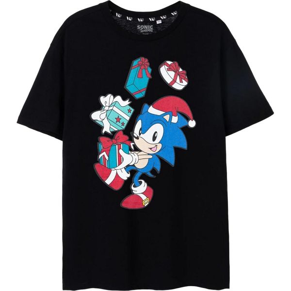Sonic The Hedgehog - Maglietta Da Uomo - Design Natalizio NS7940 (Xxl) (Nero)-image