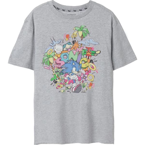 Sonic The Hedgehog - Maglietta Da Uomo NS7982 (S) (Grigio Screziato)-image