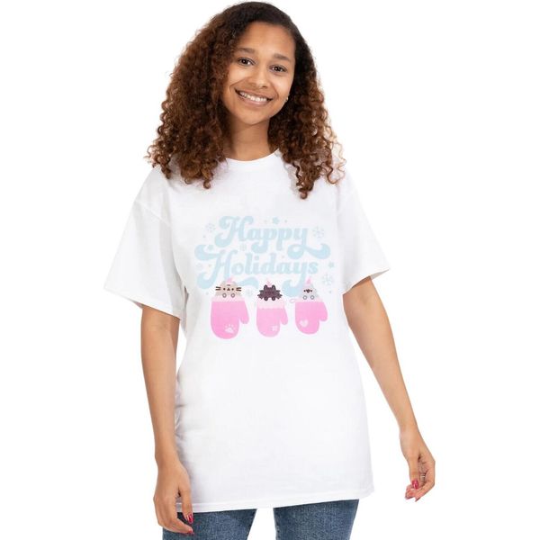 Pusheen - Maglietta Da Donna - Disegno Natalizio NS7847 (S) (Bianco)-image
