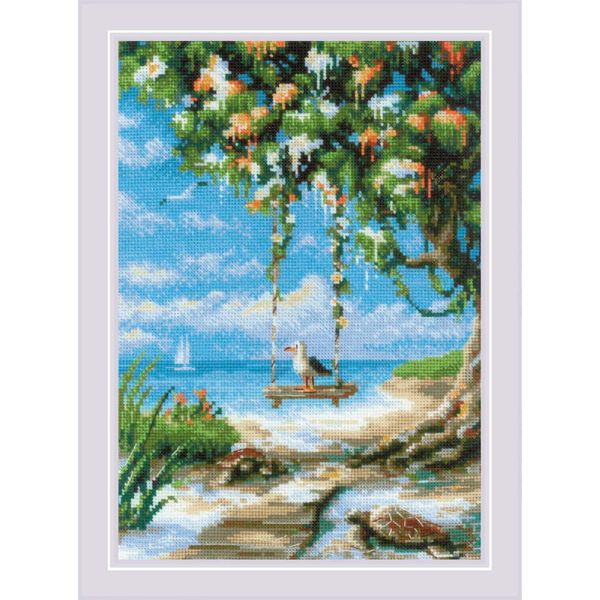 Confezione Da Ricamo A Punto Croce Riolis "Beach Swing"", Schema Per Il Conteggio, 21X30Cm"-image