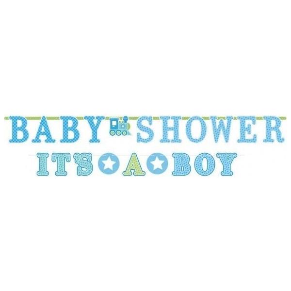 Amscan - Bunting "Its A Boy"", Baby Shower - Carta SG33822 (Taglia Unica) (Blu/Verde)"-image