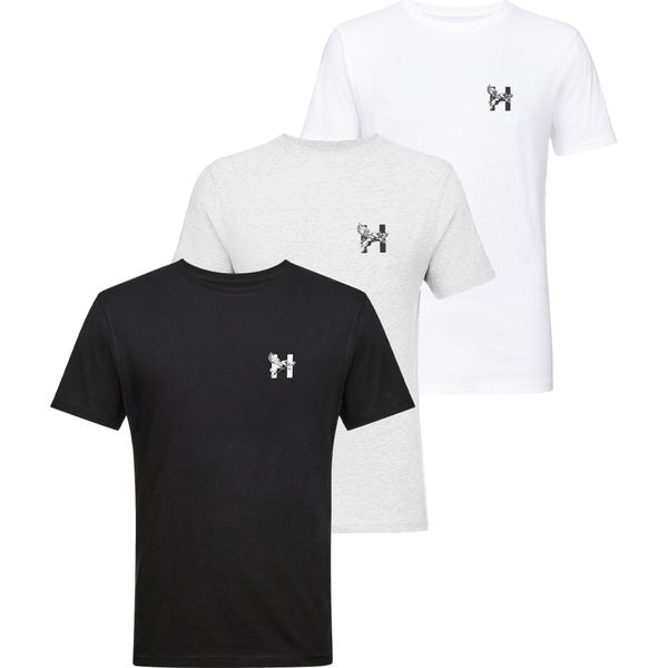 Henleys - Maglietta "Triphen"" Da Uomo (Confezione Da 3) BG1347 (L) (Bianco/Nero/Grigio)"-image