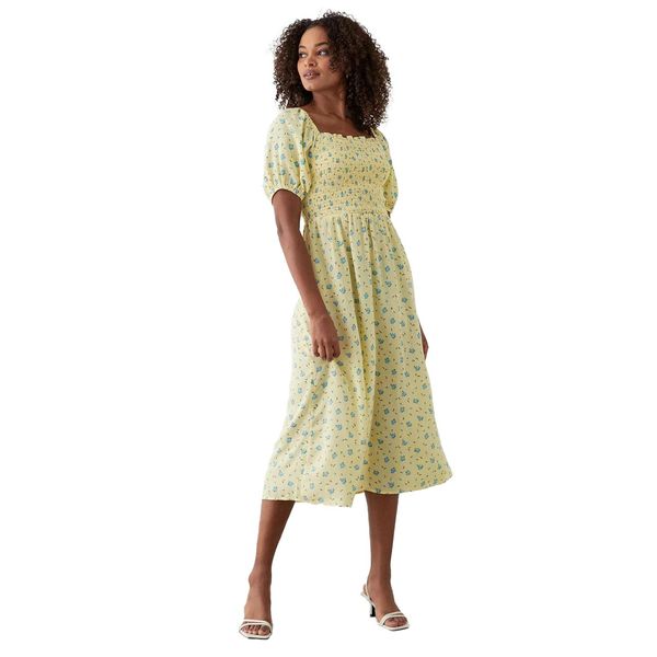 Dorothy Perkins - Vestito Midi Smocked Per Donna DP1917 (38 It) (Giallo)-image