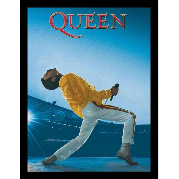 Queen - Poster Incorniciato "Live At Wembley"" PM9306 (40 Cm X 30 Cm) (Blu)"-image