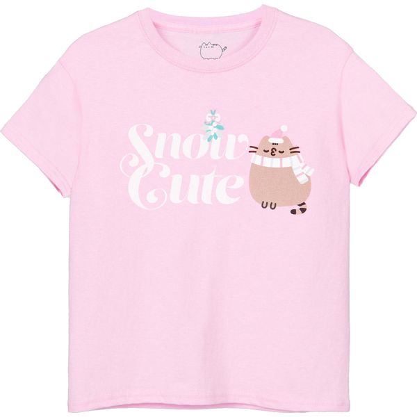 Pusheen - Maglietta Per Bambine - Disegno Natalizio NS8168 (158-164) (Rosa)-image