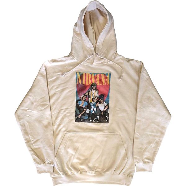Nirvana - Felpa Con Cappuccio Logo Per Uomo/Donna Unisex RO4800 (L) (Sand)-image