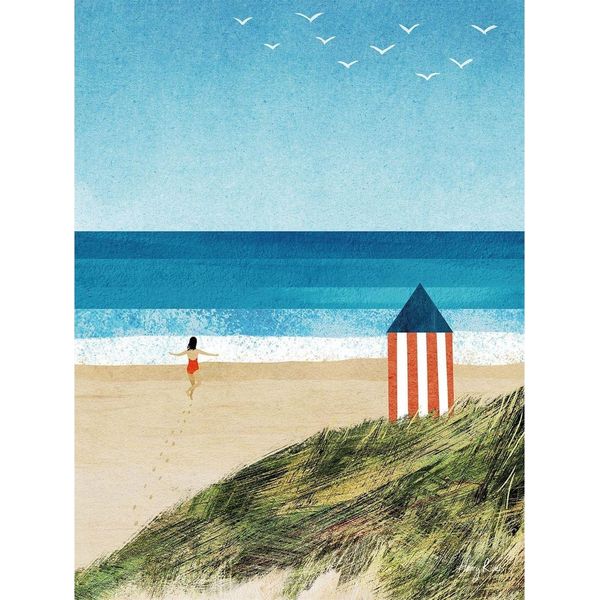 Henry Rivers - Leinwanddruck "Beach Girl I"" PM10399 (50 Cm X 40 Cm) (Blau/GrüN)"-image
