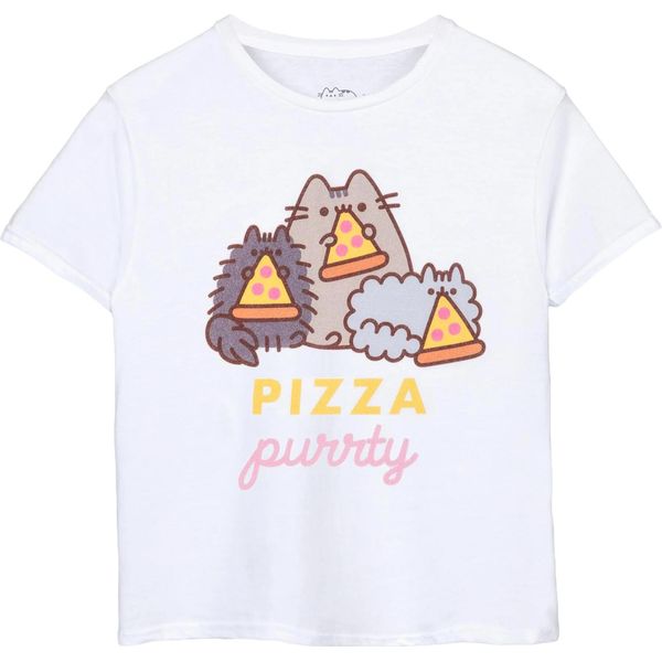 Pusheen - Maglietta "Pizza Purrty"" Per Bambina A Maniche Corte NS8402 (158-164) (Bianco)"-image