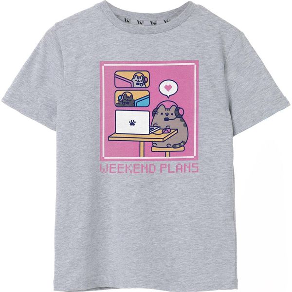 Pusheen - Maglietta "Weekend Plans"" Per Bambina A Maniche Corte NS8407 (158-164) (Grigio Screziato)"-image