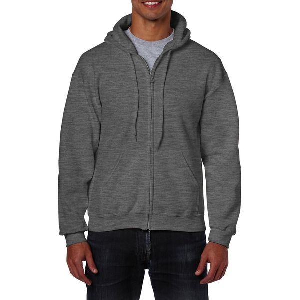 Gildan - Felpa Con Cappuccio A Zip Intera Per Uomo/Donna Unisex RW10096 (M) (Grigio Screziato)-image