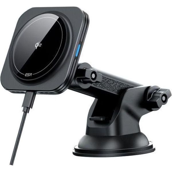 Esr Halolock Magnetic Magsafe Dashboard Mount Car Charger Wireless Qi2 15W Nero-image