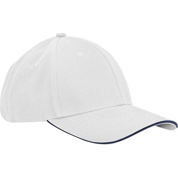 Beechfield - Cappello "Classic"" Con Visiera A Sandwich PC6997 (Taglia Unica) (Bianco/Blu Scuro)"-image