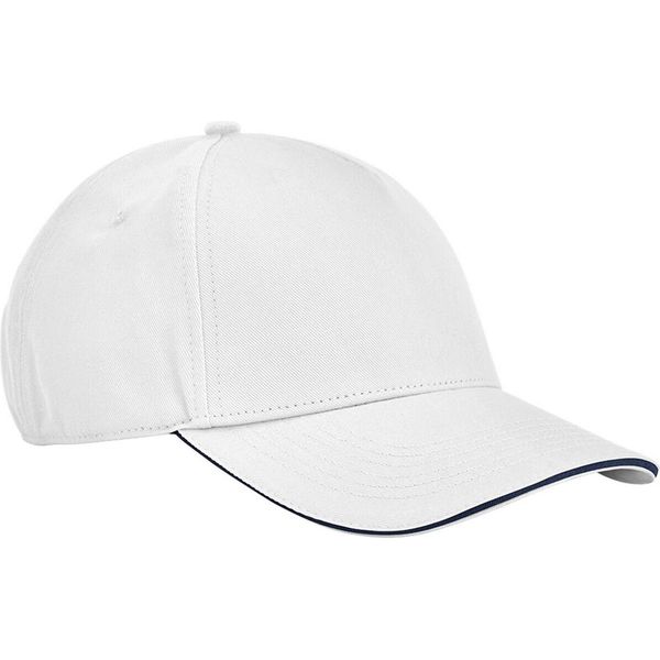 Beechfield - Cappello "Classic"" Con Visiera A Sandwich PC6994 (Taglia Unica) (Bianco/Blu Scuro)"-image