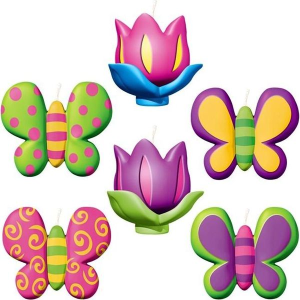 Amscan - Farfalla - Candele 6-Pack - Cera SG30545 (Taglia Unica) (Colorato)-image