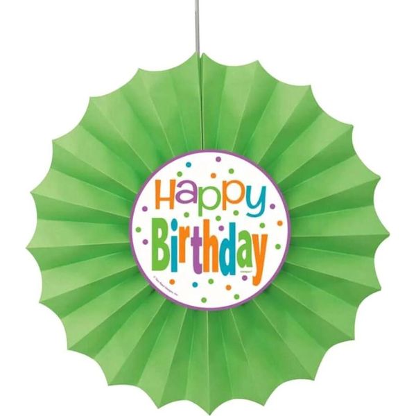 Unique Party - Motivo A Punti - Decorazione A Ventaglio, Carta Velina, Compleanno SG28774 (Taglia Unica) (Verde/Bianco)-image