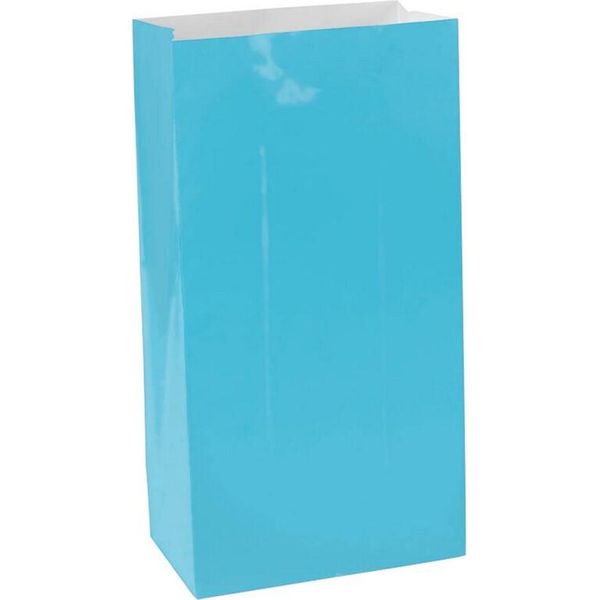 Amscan - Mini Sacchetti Di Carta Per Feste In Confezione Da 12 SG29244 (Taglia Unica) (Blu Caraibico)-image