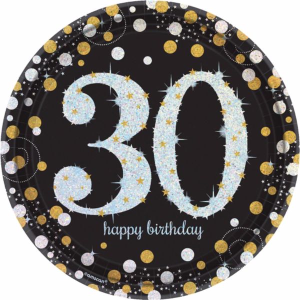 Amscan - Piatto Party "Sparkling Celebration"", 30° Compleanno 8-Pack SG9896 (Taglia Unica) (Oro)"-image