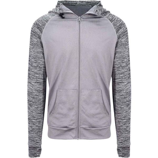 Awdis Cool - Felpa Con Cappuccio Con Zip A Tutta Lunghezza Da Uomo PC5293 (Xl) (Grigio Screziato)-image