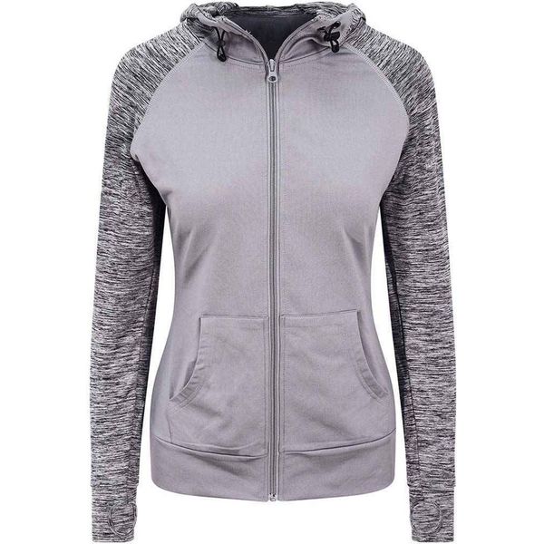 Awdis Cool - Felpa Con Cappuccio "Zoodie"" Con Zip A Tutta Lunghezza Da Donna PC5329 (S) (Grigio/Grigio Screziato)"-image