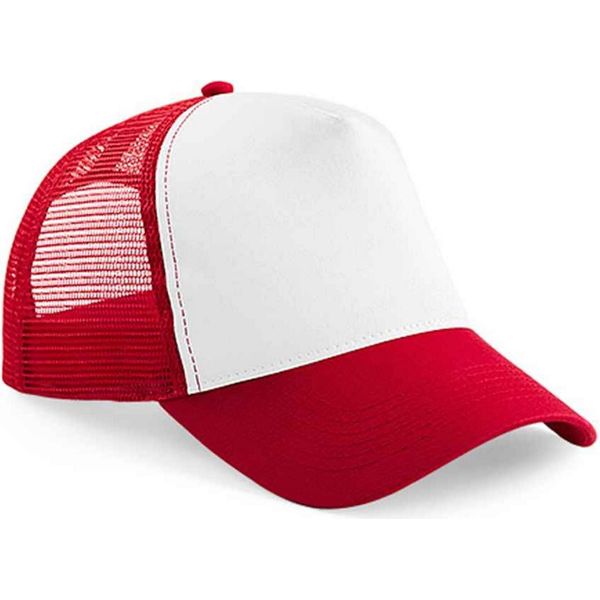 Beechfield - Cappello Trucker Snapback Per Uomini/Donne Unisex PC5762 (Taglia Unica) (Rosso/Bianco)-image
