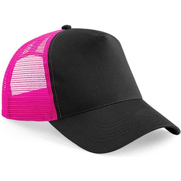 Beechfield - Cappello Trucker Snapback Per Uomini/Donne Unisex PC5762 (Taglia Unica) (Nero/Fucsia)-image