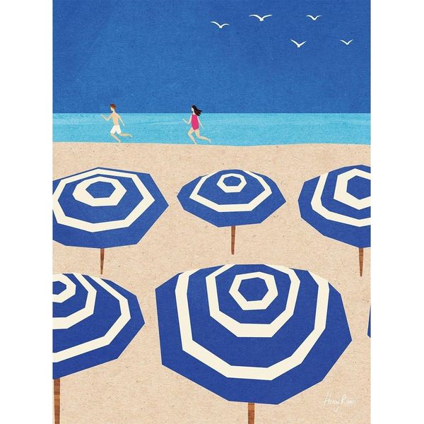 Henry Rivers - Stampa Su Tela, Parasol PM10481 (50 Cm X 40 Cm) (Blu/Bianco)-image
