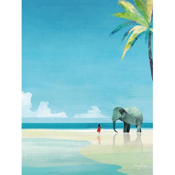 Henry Rivers - Leinwanddruck "Elephant Beach"" PM10483 (40 Cm X 30 Cm) (Blau)"-image