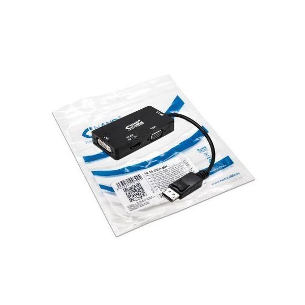 Nanocable 10.16.3301-BK/ Cavo Convertitore Displayport Maschio - Vga Femmina/ Dvi Femmina/ Hdmi Femmina-image
