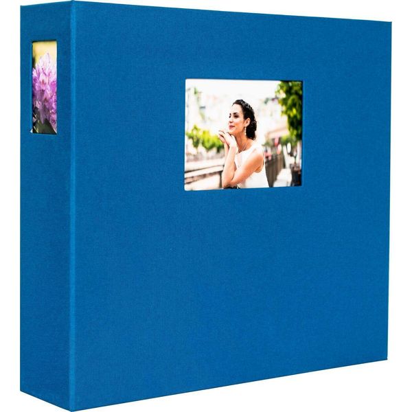 Hnfd Album Fotografico Lona Lino Blu 1000 Foto 34,5X33 Cm 168 Pagine Nere-image