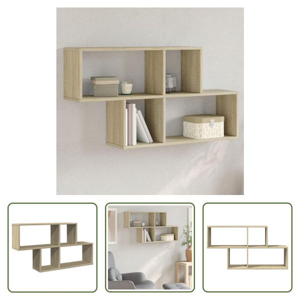 The Living Store Mensola A Muro Rovere Sonoma 100X20X53 Cm Materiale In Legno-image