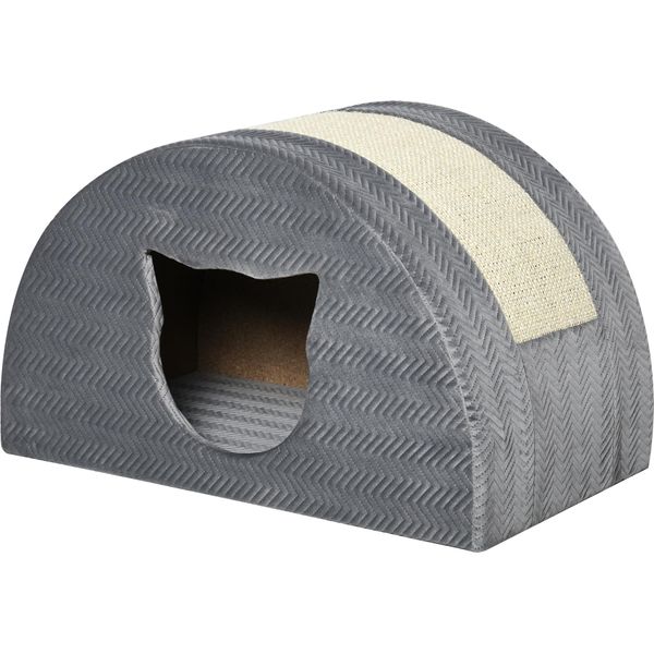 Pawhut Grotta Per Gatti Con Tiragraffi Letto Per Gatti Casa Per Gatti Casa Per Gatti Sisal Grigio 48,5 X 30 X 30 Cm-image