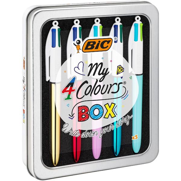 Bic 967279 Bic Biro Retrattile Collezione 4 Colori, Confezione Da 5 Pezzi In Metallo-image