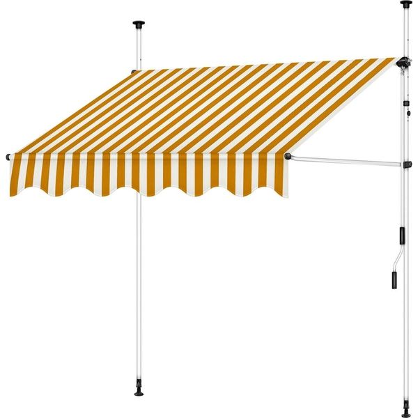 Tenda Da Sole A Morsetto Mucola Tenda Da Balcone Regolabile In Altezza Senza Foratura Tenda Da Sole Protezione Solare Protezione Dal Vento - Arancione / Bianco 200 X 120 Cm-image