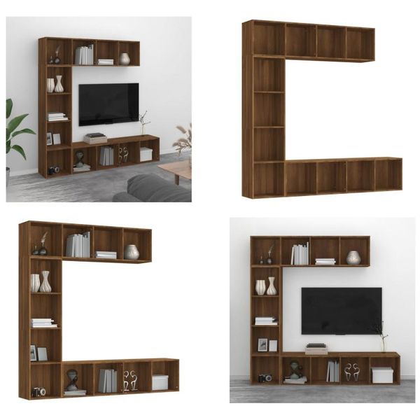 Vidaxl 3 Pezzi Libreria / Mobile Tv Look Rovere Marrone - Libreria - Librerie - Librerie - Scaffale A Muro-image