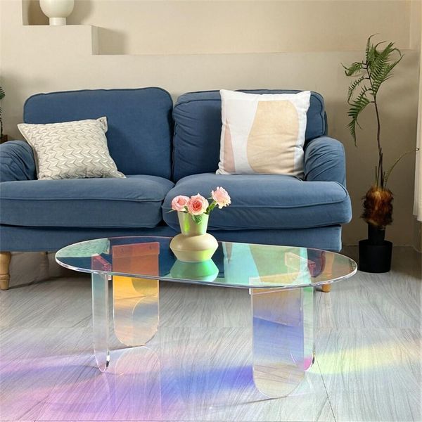 Wisfor Tavolino Da Salotto In Acrilico, Tavolino Con Tappetino In Pvc, 95 X 50 X 36 Cm-image