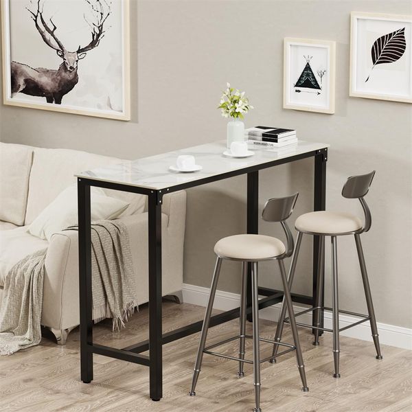 Wisfor Tavolo Da Bar Tavolo Da Cucina, Tavolo Da Pranzo In Marmo, Tavolo Da Bar Per Sala Da Pranzo, Cucina, Sala Feste, Con Struttura In Metallo, 120X40X105Cm-image