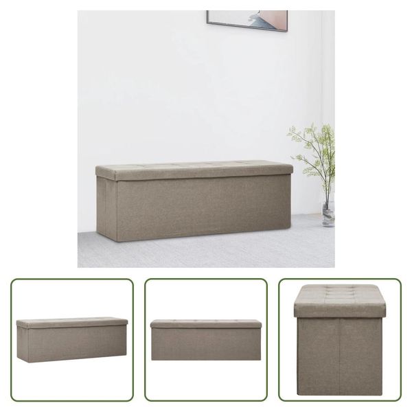 The Living Store Panca Pieghevole Con Spazio Per Riporre Oggetti In Lino Color Taupe-image