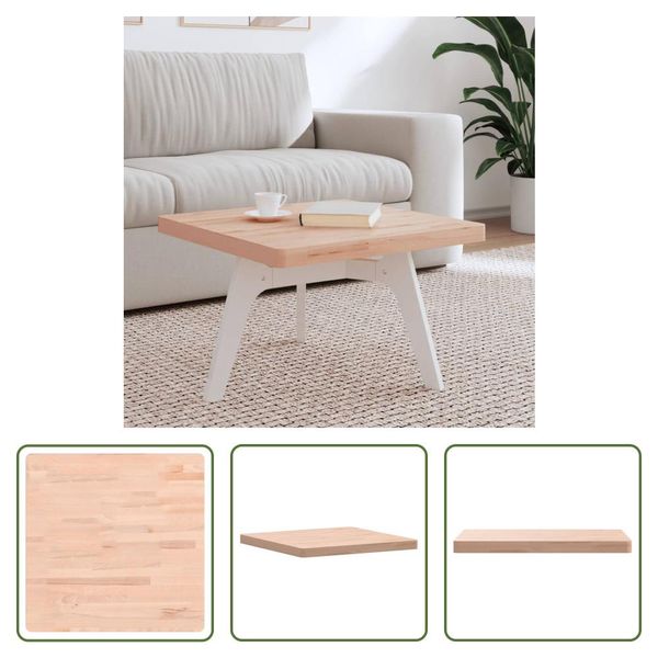 The Living Store Piano D'appoggio Quadrato 60X60X4 Cm In Legno Massiccio Di Faggio-image