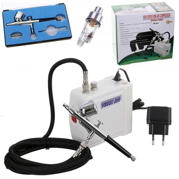 Kit Mini Compressore Per Aerografo Tc Technic HS08AC-SKF Con Ugello, Tubo E Filtro-image
