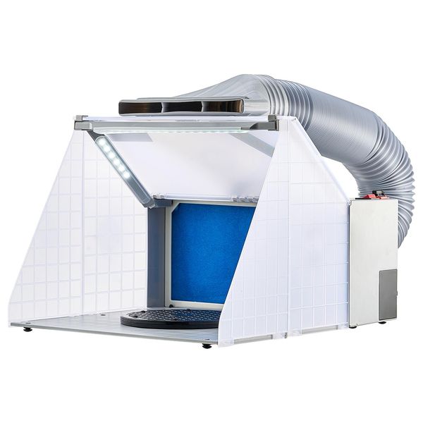 Succebuy Cabina Di Verniciatura Ad Aerografo, Set Cabina Di Verniciatura Portatile Con Luci Led, Ventola Di Scarico, Tubo Di Prolunga Per Modelli, Arte, Artigianato, Torte, Hobby Della Pittura-image
