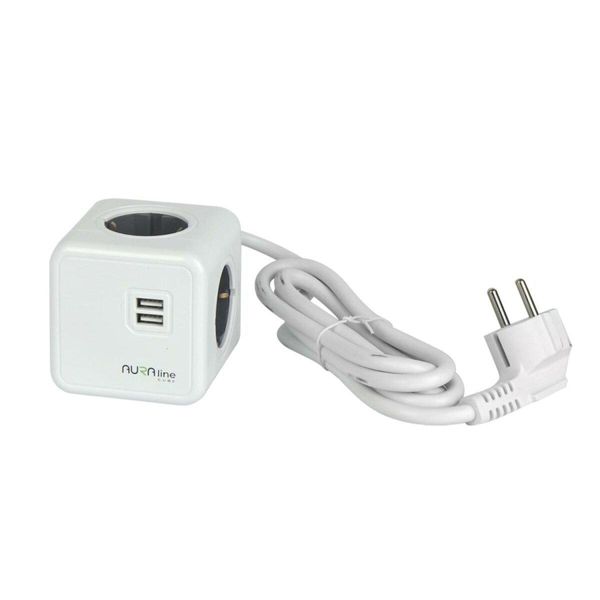 Aura Line Power Cube Bianco 4 Prese Schuko 2 Porte Usb 16A/3680W 230V-image