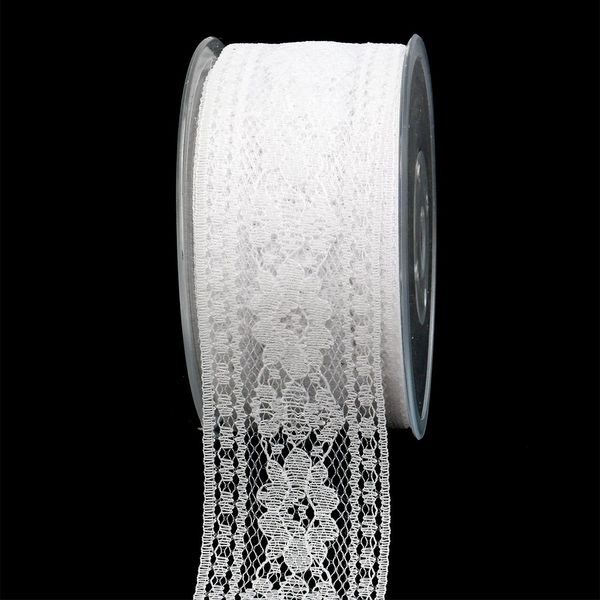 Nastro Decorativo In Pizzo Bianco 53Mm X 20M Decorazione Regalo Di Nozze Vintage-image