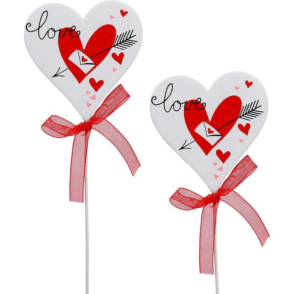 Fiore Spilla Cuore Bianco Fiocco 7Cm 12 Pezzi Decorazione Matrimonio-image